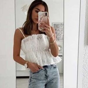 Zara Textured Feathered Top